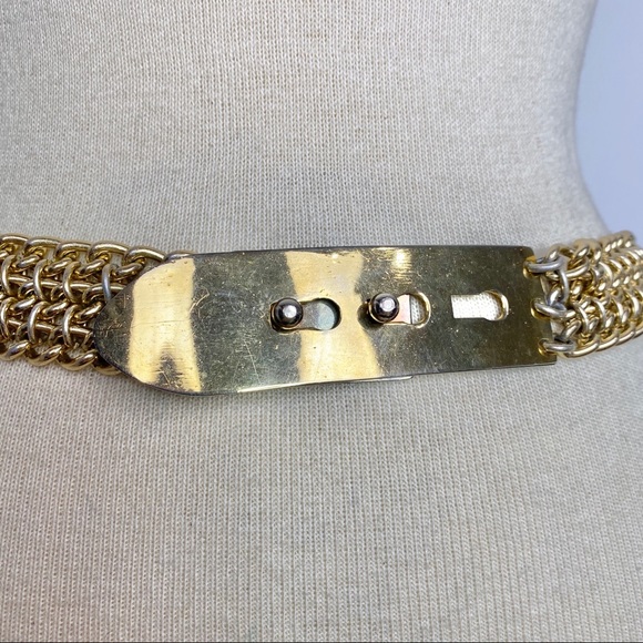 Vintage 80s gold tone metal chain belt - Picture 3 of 9
